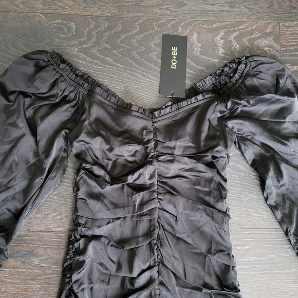 NWT DO+BE Satin Black Dress - Picture 4 of 12